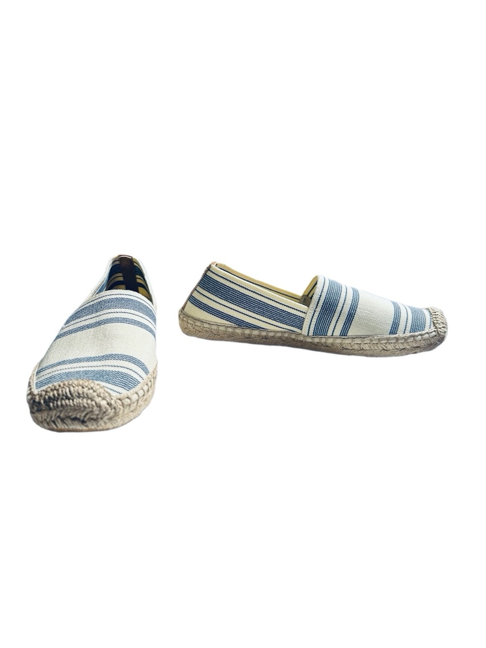 Tory Burch Navy Cream Striped Canvas Espadrilles Nautical Slip-on Loafers Size 9